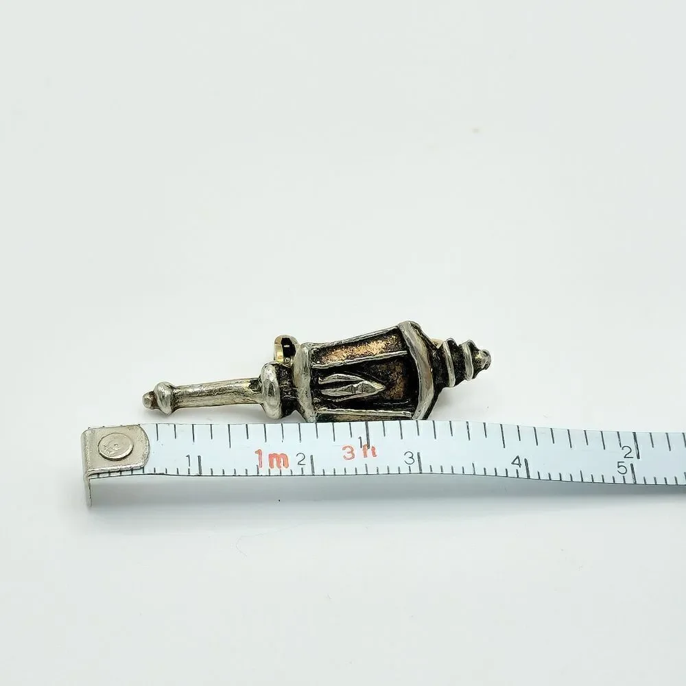 5/$25 Vintage two tone torch lamp brooch pin